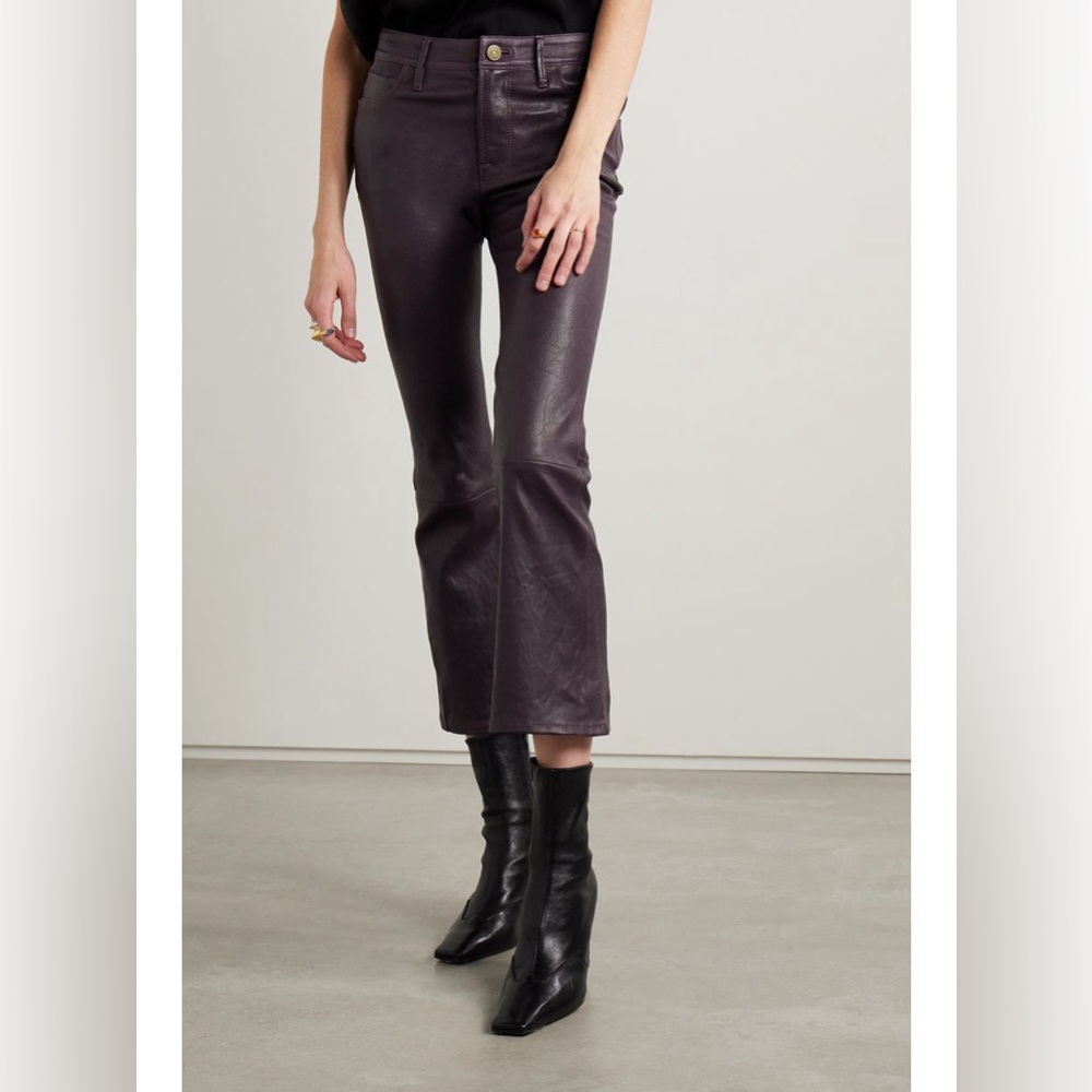 NWT $998 Frame Le Crop Mini Leather Bootcut Pants
